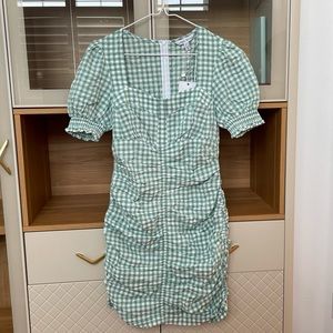 Green and white urban revivo gingham mini dress